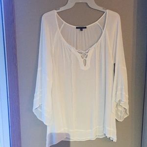 White Tie Front Blouse
